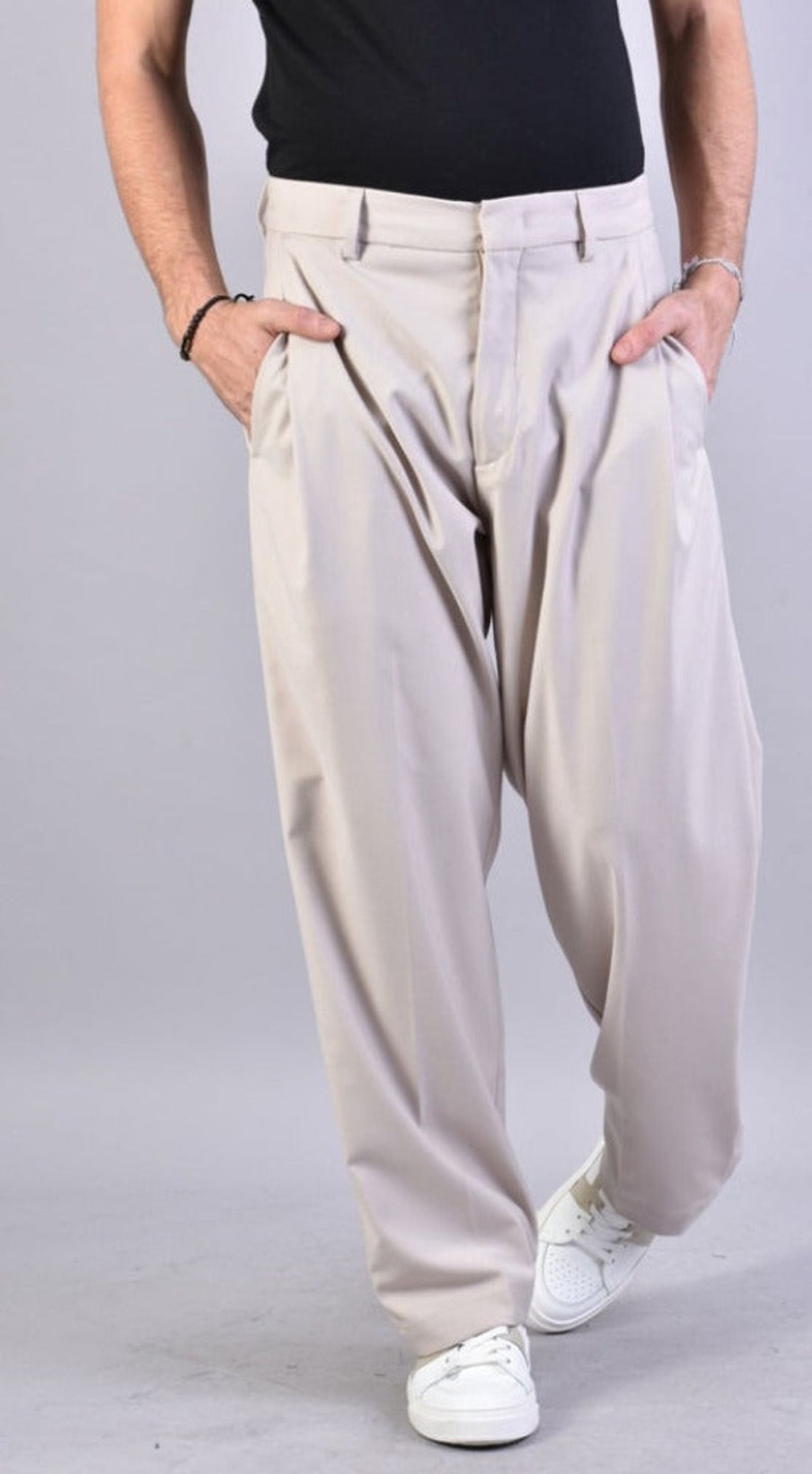 Men XAGON | A3 2Flatmu Beige Wide Fit Trousers