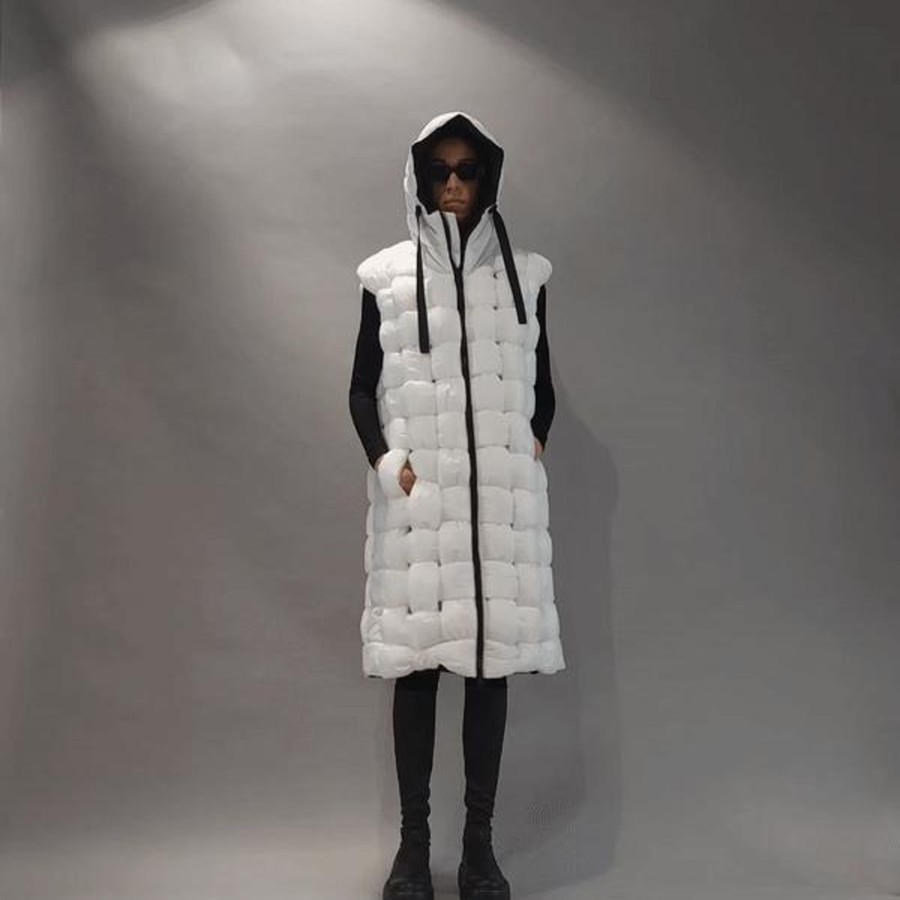 Women LA HAINE INSIDE US | A34P Lw54823 D Sleeveless Braided Down Jacket White