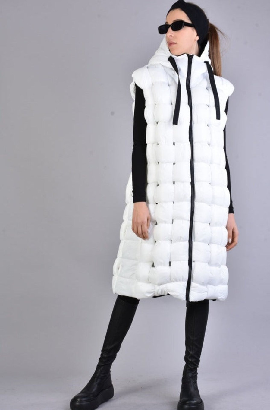 Women LA HAINE INSIDE US | A34P Lw54823 D Sleeveless Braided Down Jacket White