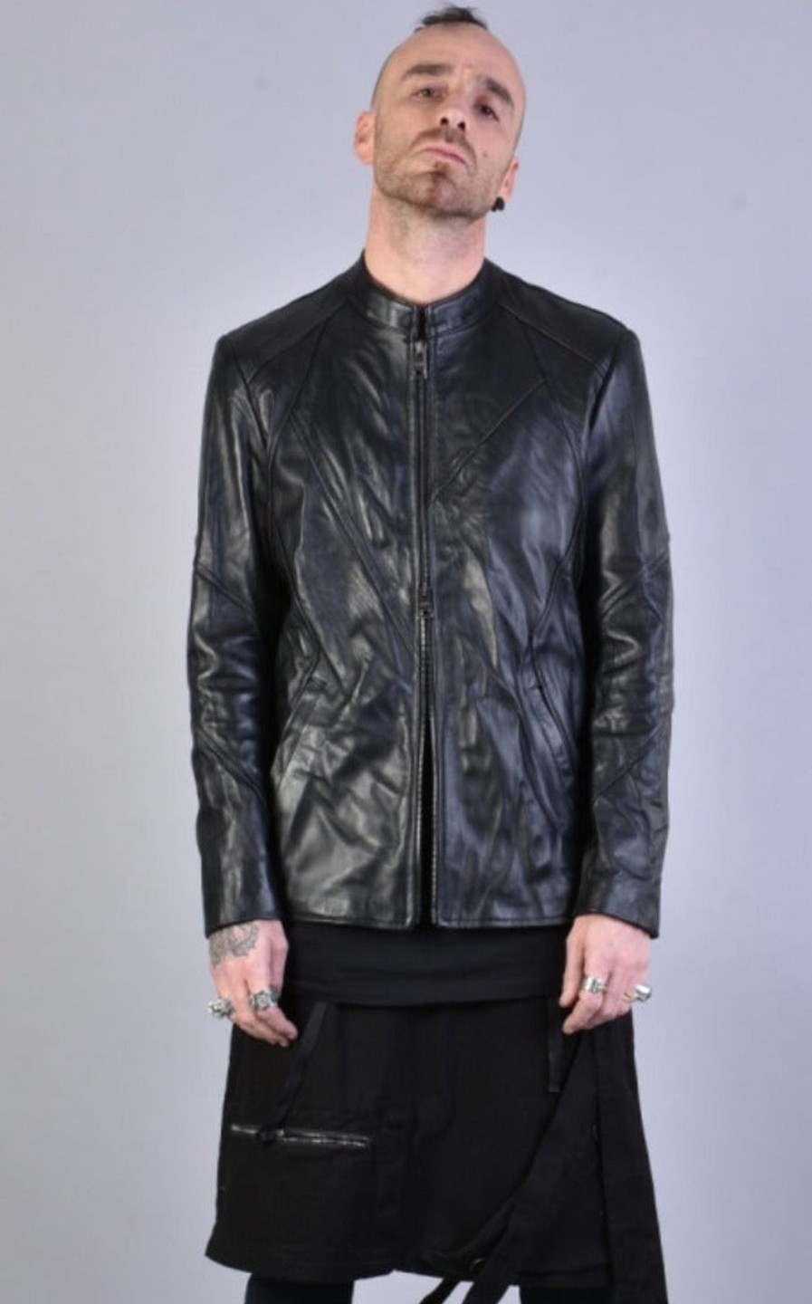 Men LA HAINE INSIDE US | A33B Lm00323 Vegetable-Tanned Crumpled Leather Regular Sport Jacket Black