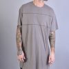 Men LA HAINE INSIDE US | A33J Lm063 Fango Long Over Modal T-Shirt With A Lateral Slit Grey