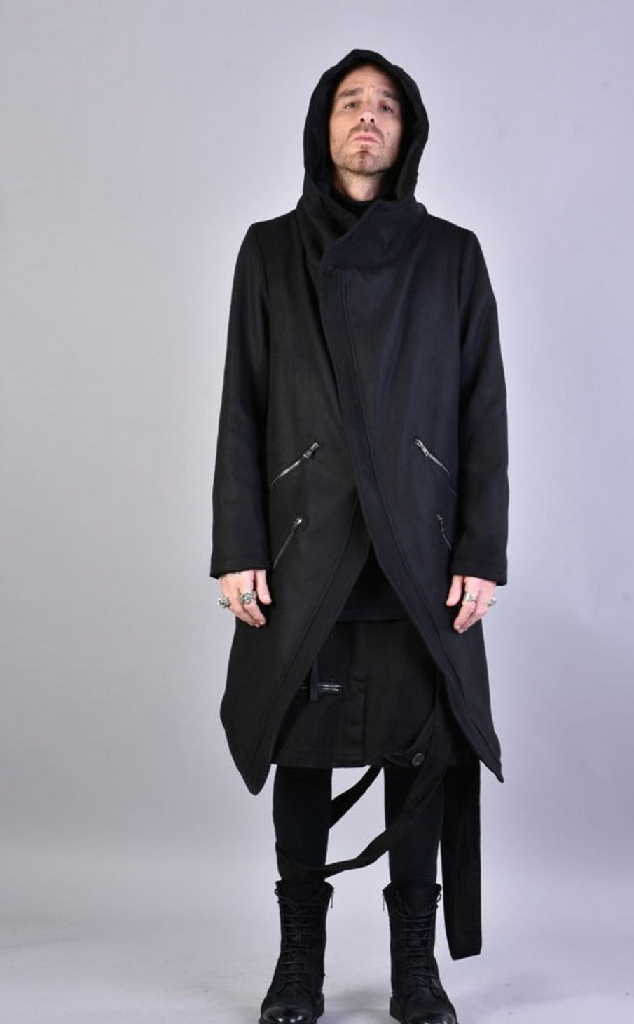 Men LA HAINE INSIDE US | A33B Lm066 Cloth Asymmetric Oversize Coat Black