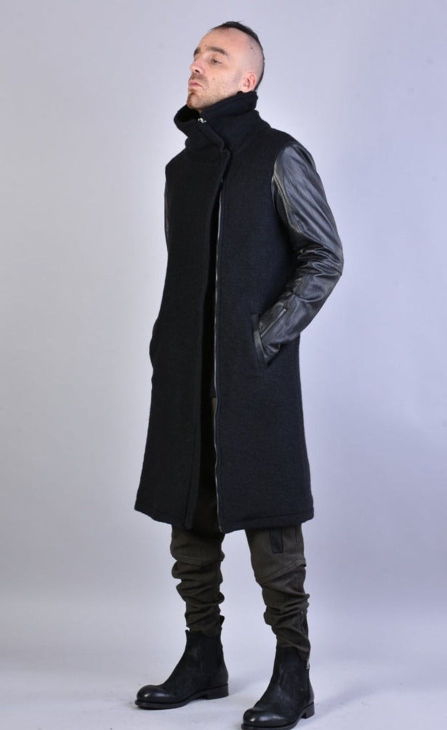 Men LA HAINE INSIDE US | A33B Lm067 Boiled Wool Regular Coat Black