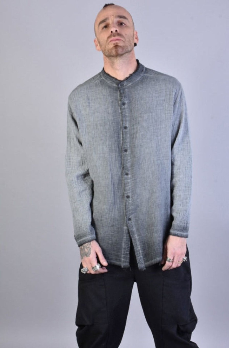 Men LA HAINE INSIDE US | A33V Lm074 Cotton Double Gauze Shirt Grey